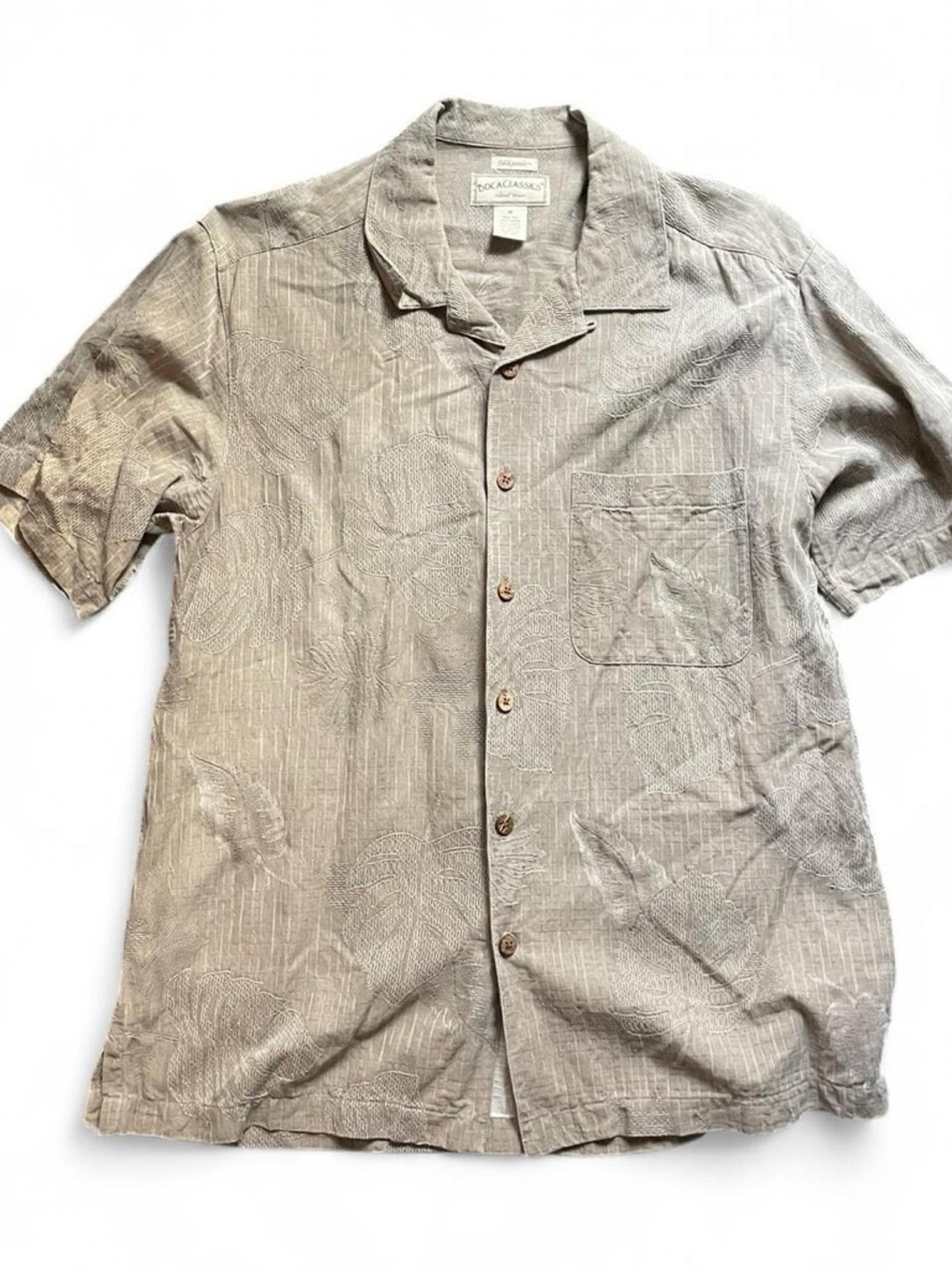 Boca Classics Island Wear Men's M Silk Blend Silknosic Monstera Hawaiian Shirt